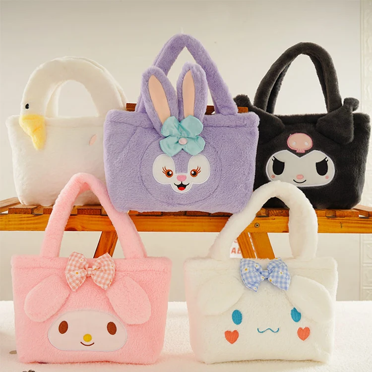 Wholesale Anime Kuromi My Melody Figure Plush Backpack Kids Backpack Soft Plush Handbag Sanrios Plush Bag