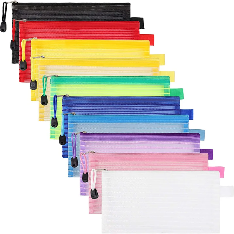 2022 Wholesale Zipper Mesh Pouch Pencil Pouch Pen Bag Travel Bags for Office Supplies Cosmetics Travel Accessories