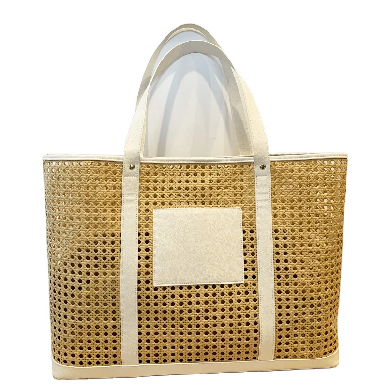 High Quality Handmade straw beach bags Summer Hollow Out Rattan Straw Handbag Women Beach Tote Bag