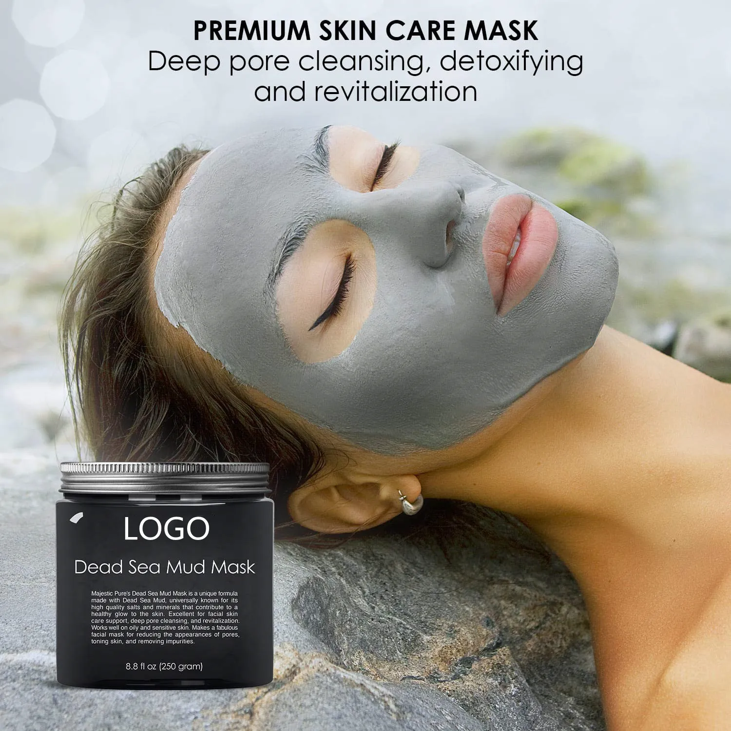 Private Label Facial Cleansing Clay for Blackhead and Whitehead Dead Sea Mud Mask