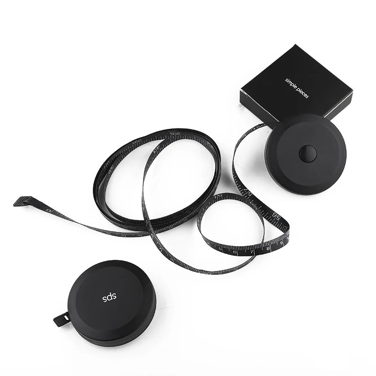 Custom Printed  1.5M 60Inch Mini Square Rectangle Genuine Black Case Retractable Tape Measure Promotional