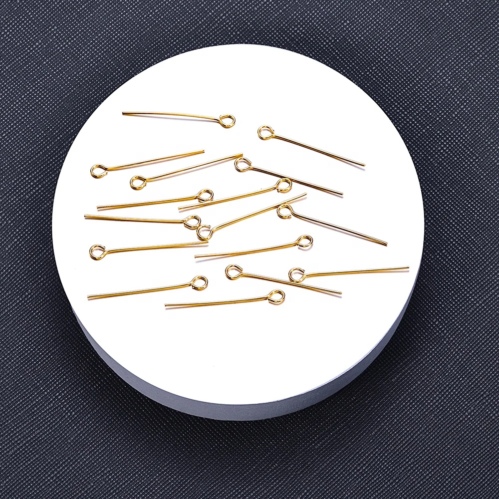 18K Gold Head Pins for Jewelry Making Eye Pins Brass Dressmaker Headpins Jewellery Supplies Kit for Crafting Earrings Bracelets