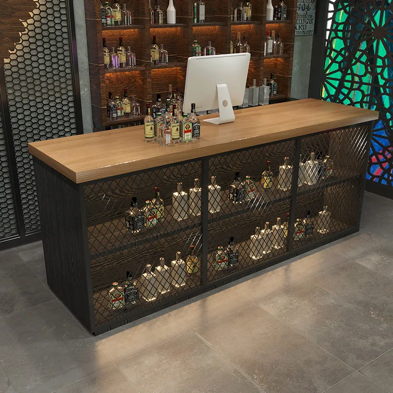 2023 The latest hot vintage industrial wind checkout corner counter Bar & Grill Iron Art Bar display restaurant front desk