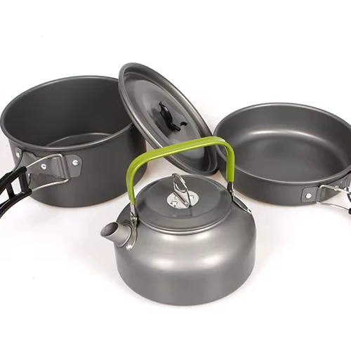 Outdoor Camping Cookware Portable Kettle Camping Pot Set Frying Pan Teapot Self-driving Camping Equipment