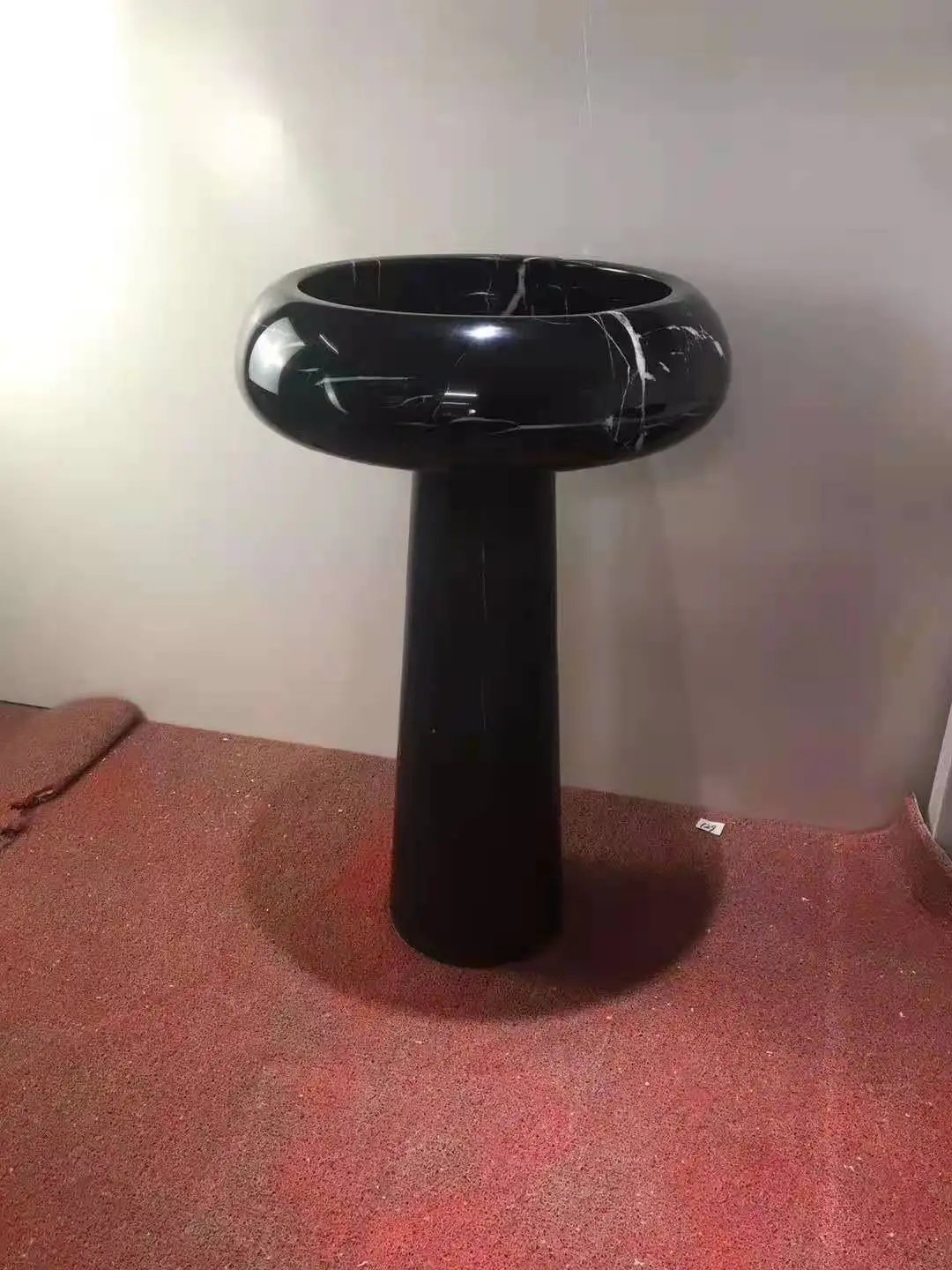 Natural black marble stone pedestal sink