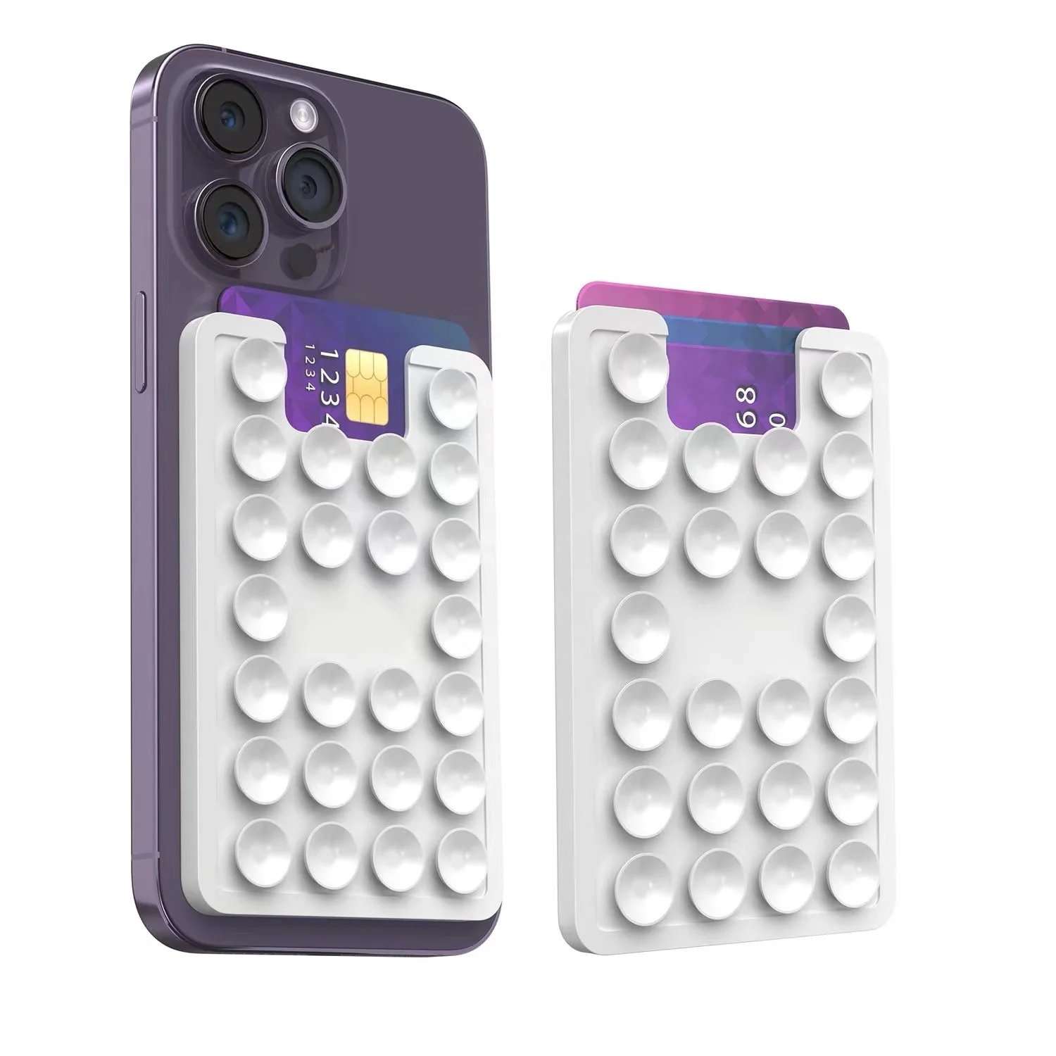 24 Rectangle Silicone Mobile Cell Phone Suction Cup Adhesive Hands Free Holder For Selfies And Videos Non Slip Sucker Mat Pad
