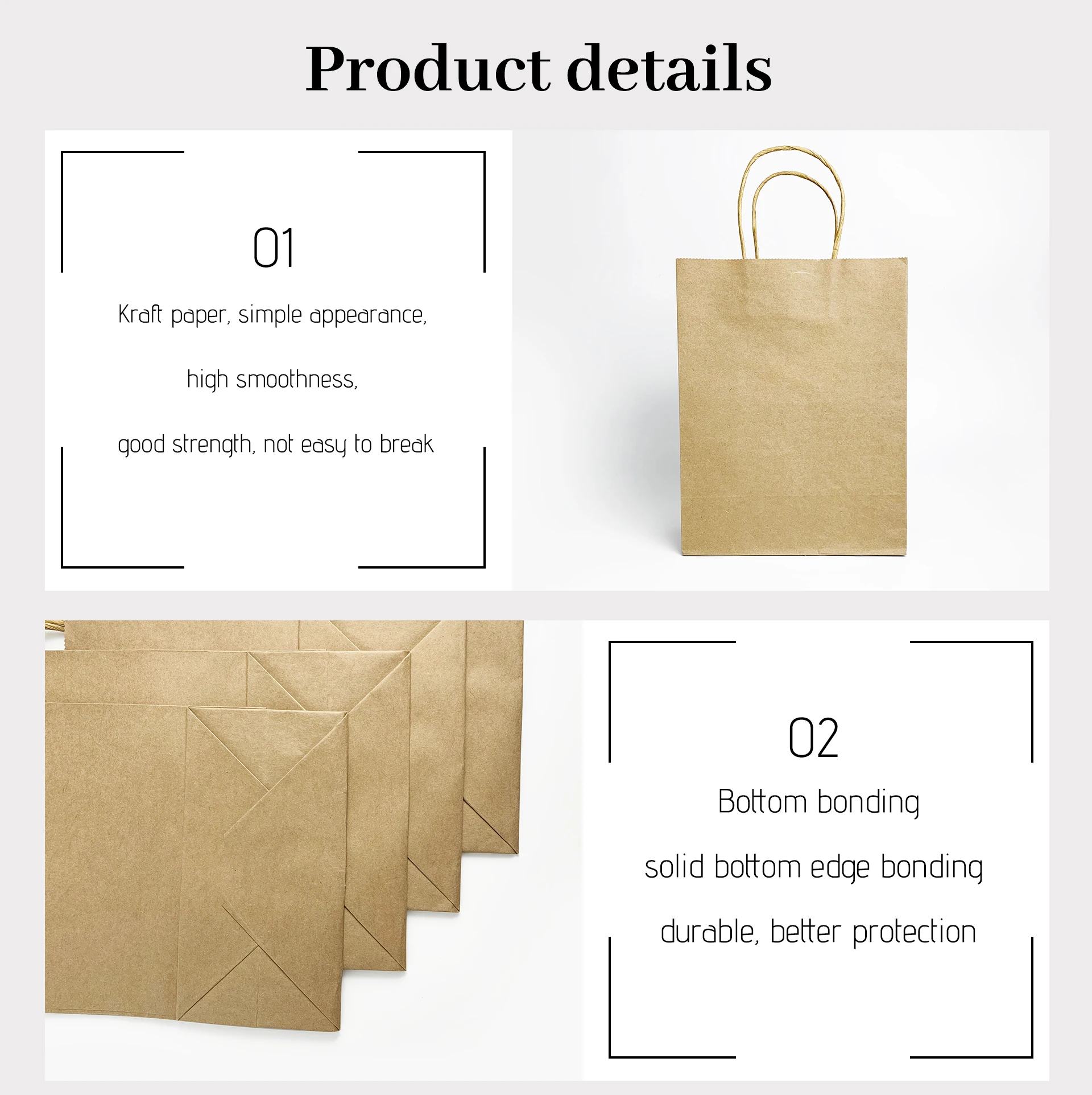 Without handle or with handles good quality shopping bags boba tea custom logo size kraft package paper bag for cup