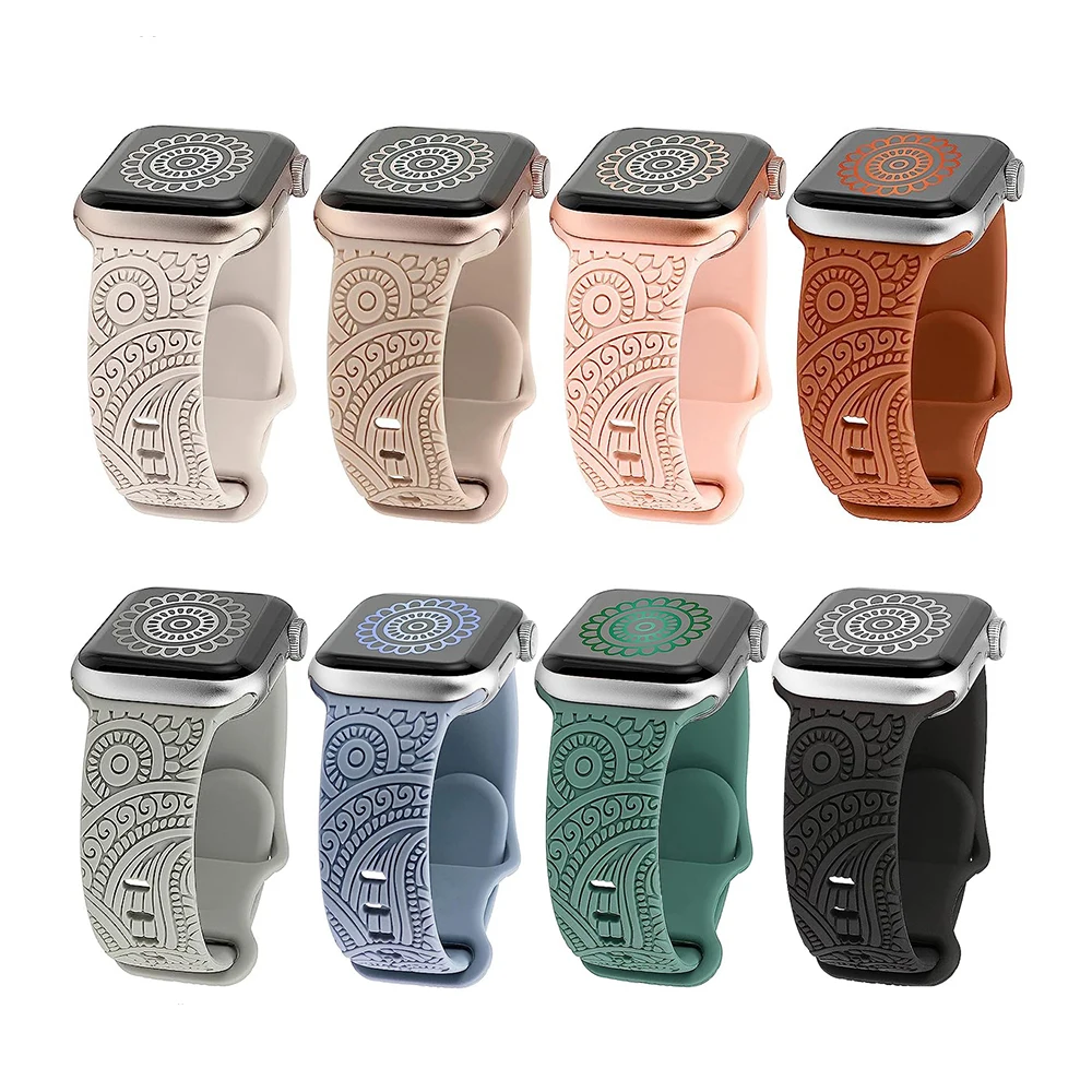 New Design watch strap For Iwatch Silicone Bracelet 38/49mm for Iwatch Cashew nut flower silicone watchband