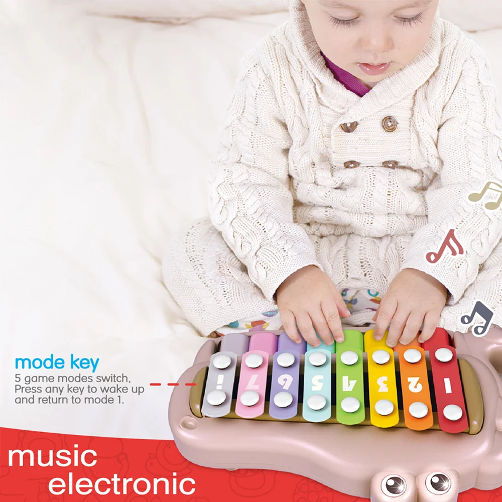 Learning Education Color Cognition Knock Piano Key Toy Musical Instruments Kids Toys 2024 with Lights