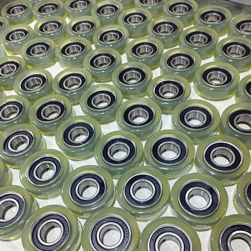 SEMEI Polyurethane Wheels Roller Rubber Coated Bearings PU60832-12 8x32x12mm PU Roller Bearing for Industry Belt Conveyor Slides