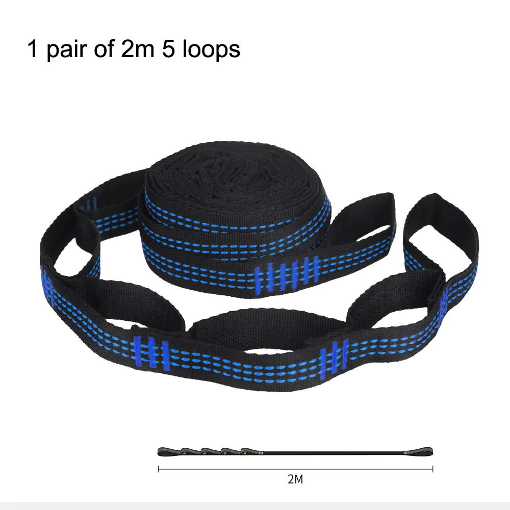 Pair of Hammock Straps 2 Meters 5 Loops Adjustable Tree Hanging Belts