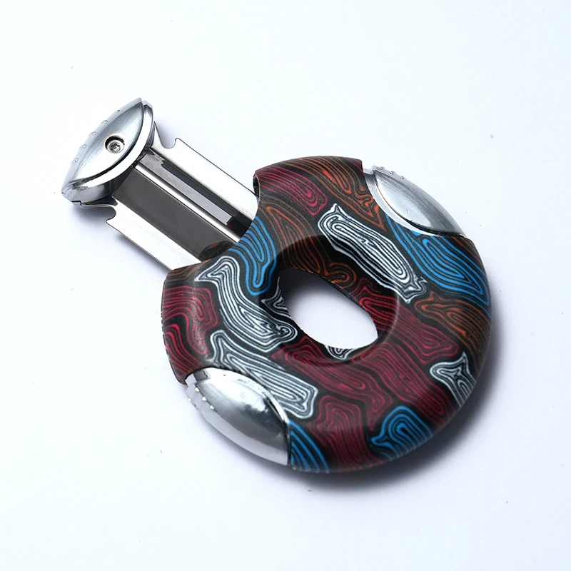 custom logo Luxury Outdoor Pocket Round V-shape Cigar Scissors G10 Stainless Steel Cigar V Cutter