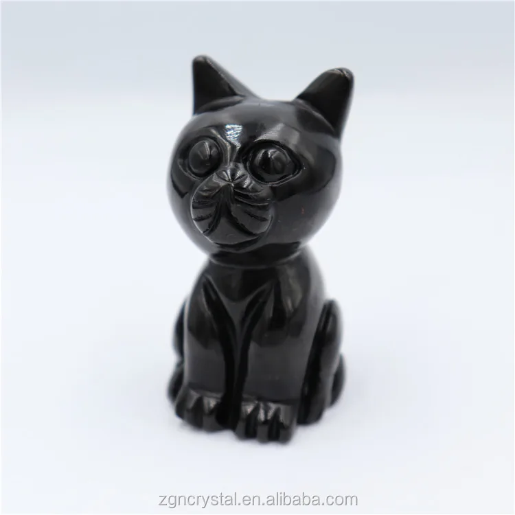 Оптовая продажа, высокое качество, натуральные, ручная работа, прекрасные черные обсидиановые кристаллы, резьба, кошки для украшения