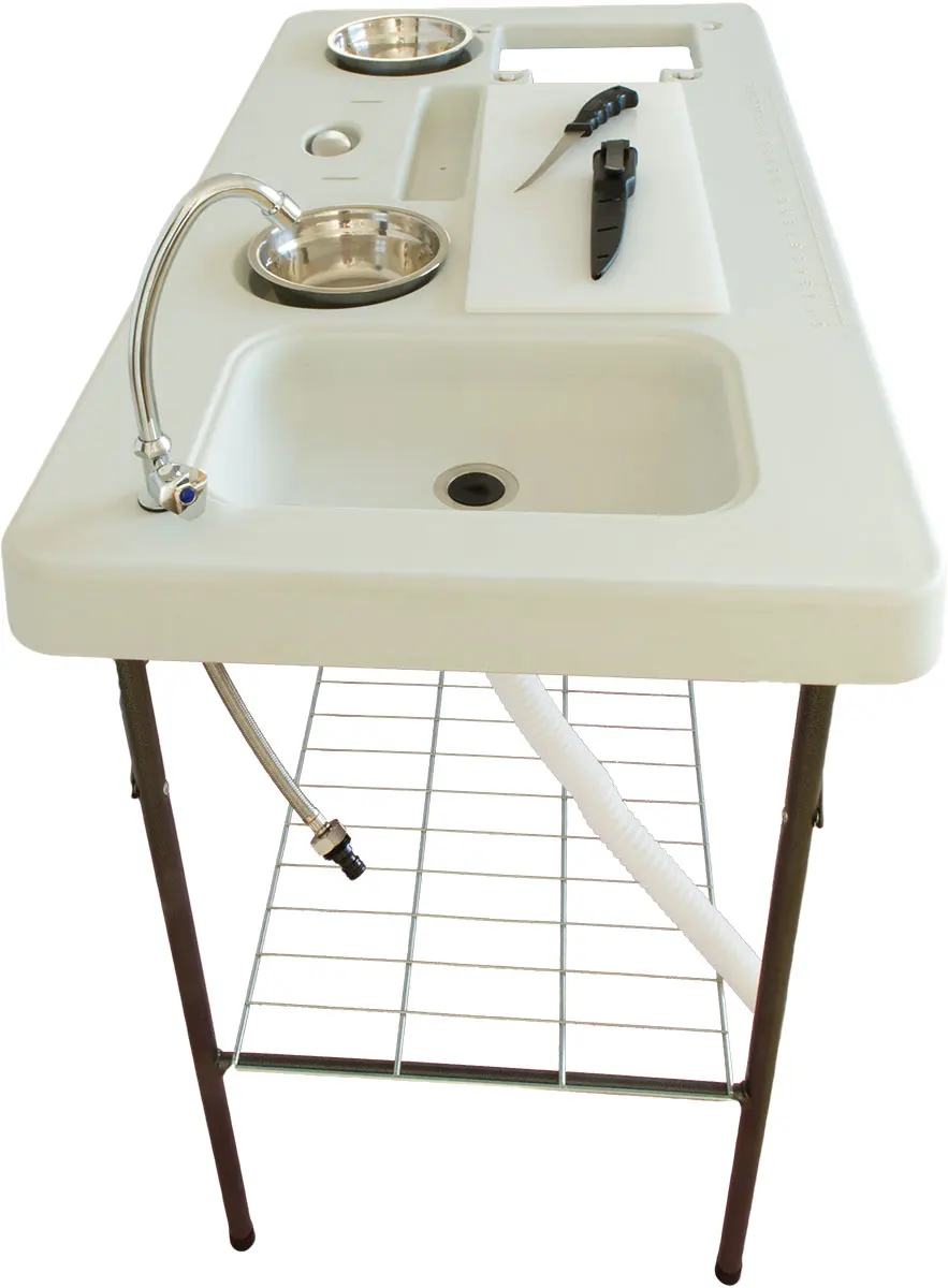 Deluxe Camping & Foldable Filleting Table with Faucet and Sink