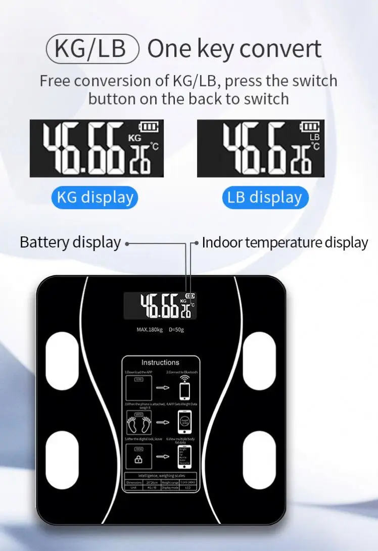 Precision Household Electronic Body Fat Scale Large Color Screen Accurate Weight and Body Fat Testing for Home Use