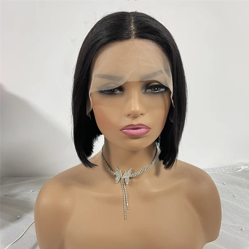 Yes Short Bob Cut Full Lace Front Wigs Human Hair Vendors Pre Plucked T Part Lace Wig For Black Women perruque courte africain