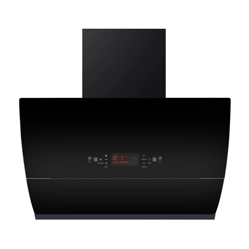 900MM Painted Black Automatic Open Two Motors Kitchen Chimney Auto Clean Extractor Hood Exhaust Hood