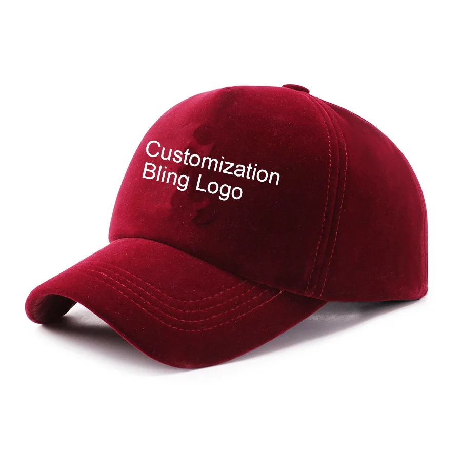 Gorras Diamond Velvet Hat Hot Sales Hats Luxury Bling Cap Rhinestones Customization Logo Bling Sports Caps