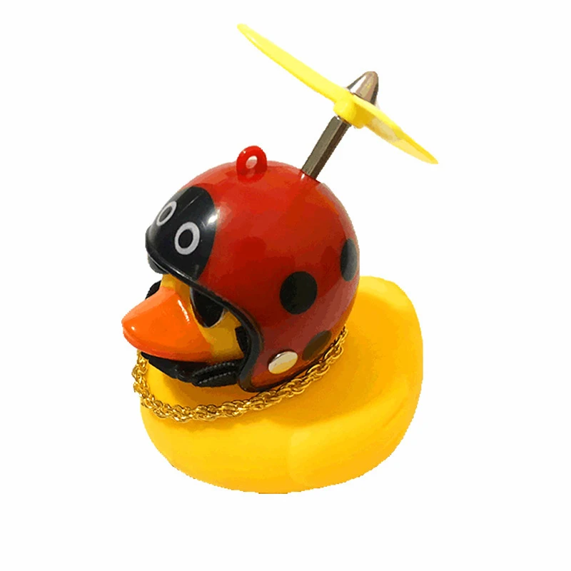 Car Rubber Duck Toy With Helmet Broken Wind Pendant Small Yellow Duck Car Dashboard Ornaments Cool Glasses Duck