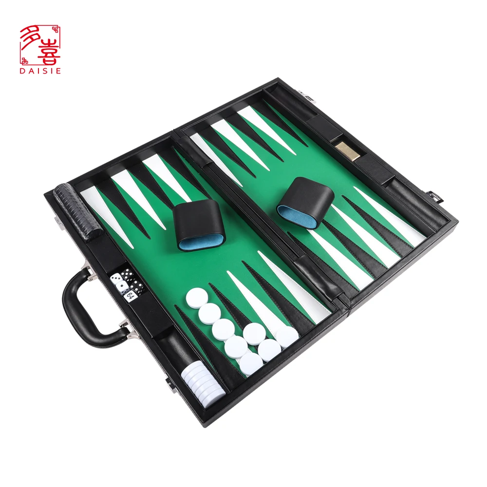 High Quality Leather Customized 2 in 1Folded International Chess Game Set and Backgammon set