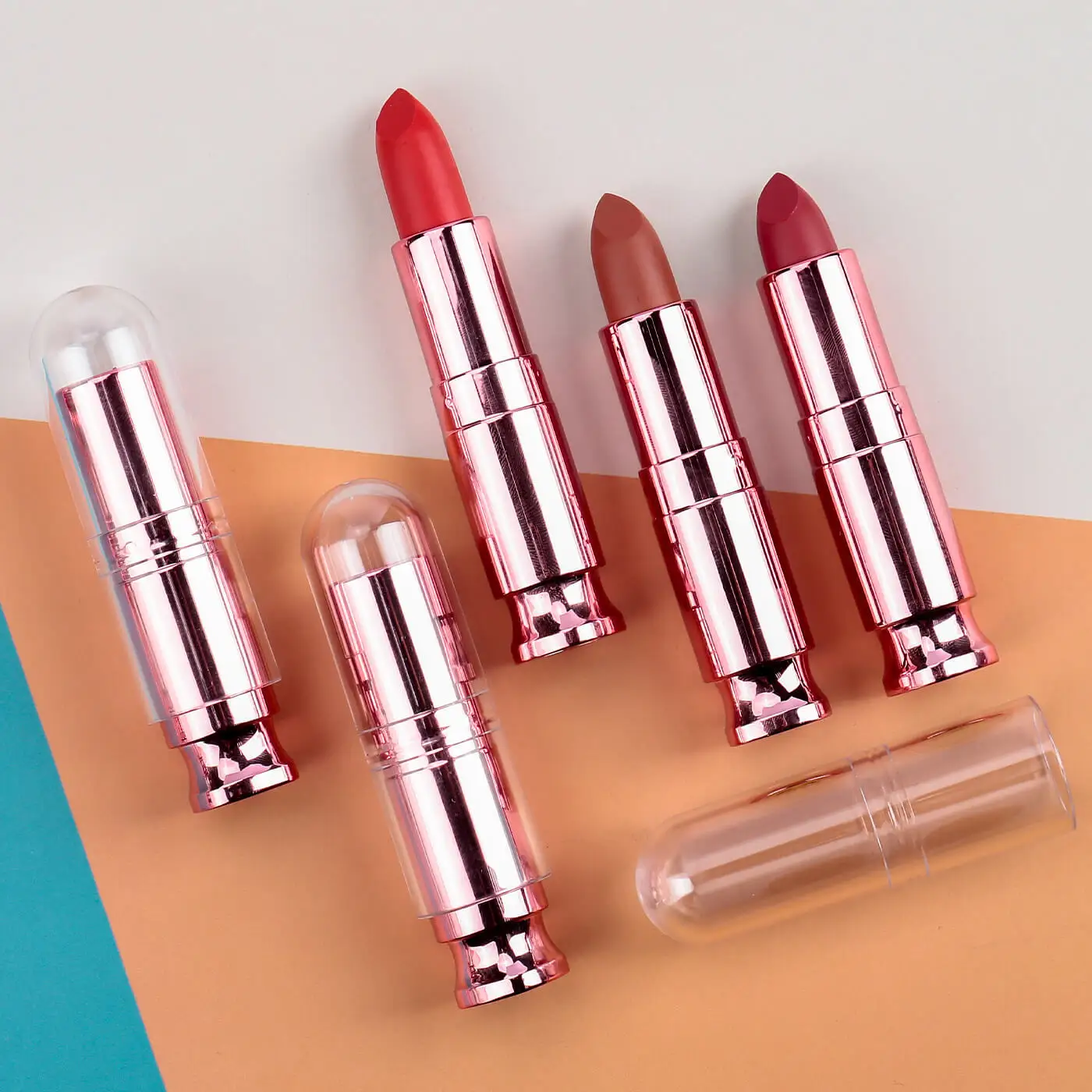 2023 New Products Cruelty Free Makeup Lipstick Mate Lipstick Golden Rose Creamy Waterproof Pink Lipstick