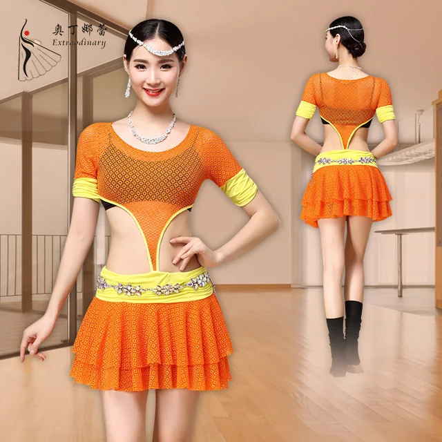 hot selling girl belly dance training costume wear dance set low price