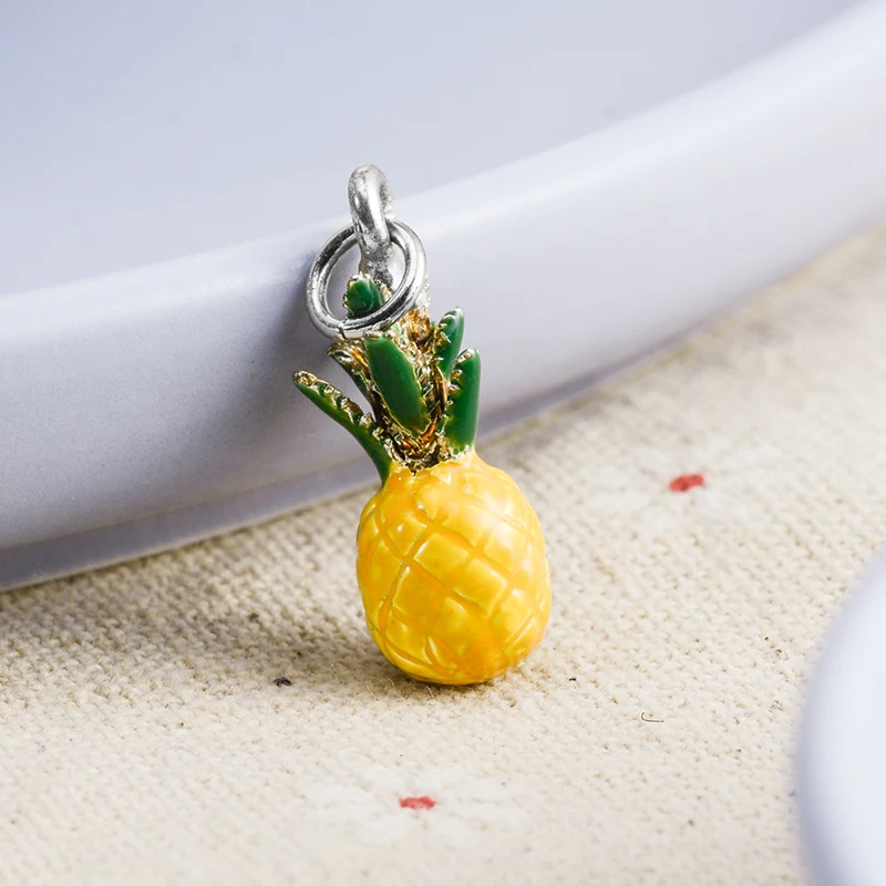 New Arrival Custom Alloy Enamel Colorful Cute Fruit Decorative Accessories Charms For Jewelry Making