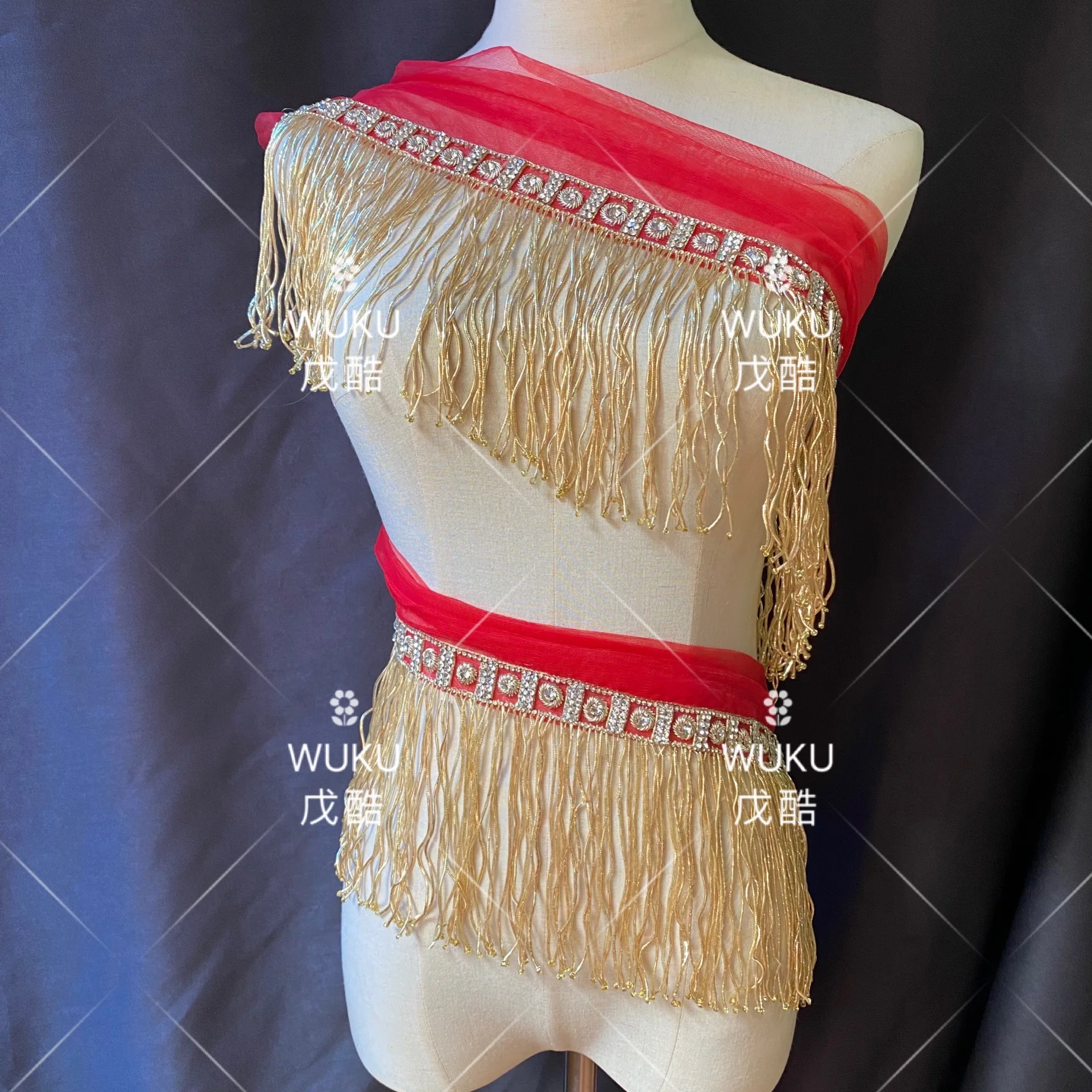 indian thread handmake sew on mesh trim in gold