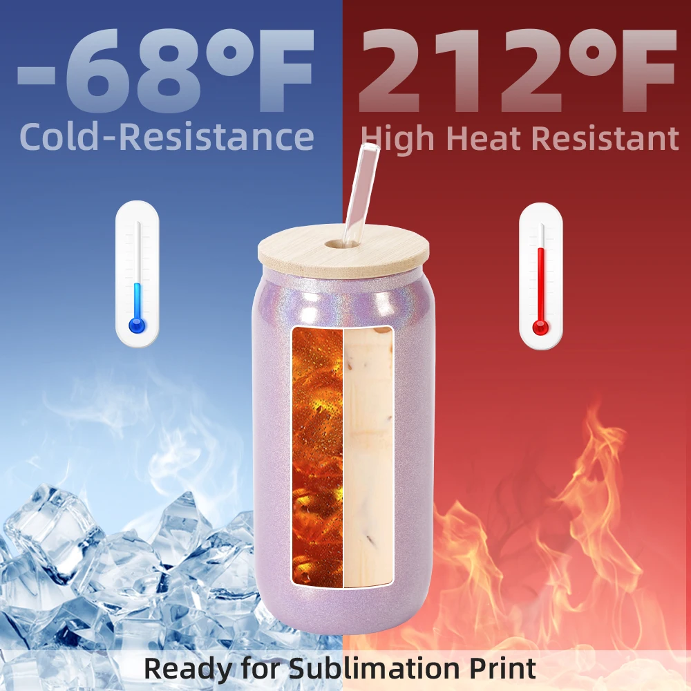 PYD Life Free Sample 18 oz Custom Logo Cola Soda Tumbler Mug Cup Clear Sparkling Rainbow Sublimation Blanks Glass Beer Can