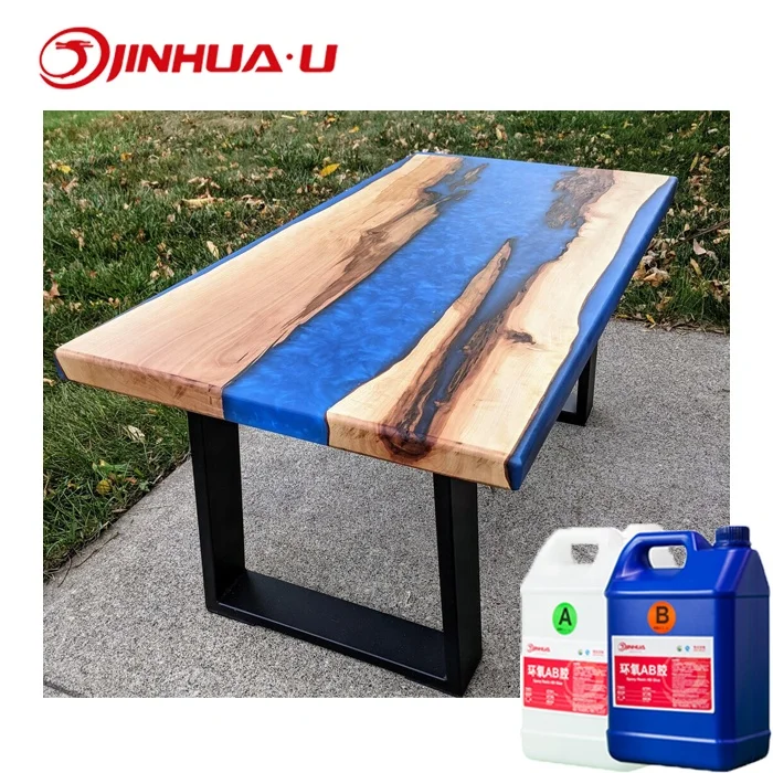 Tow Components Epoxy Resin And Hardener For River Table Crystal Clear Table Resin