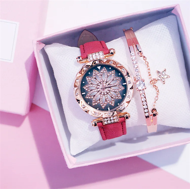 Magnet diamonds bracelet set female simple Relojes De Mujer Hombre fashion starry sky brand luxury watch quartz watches