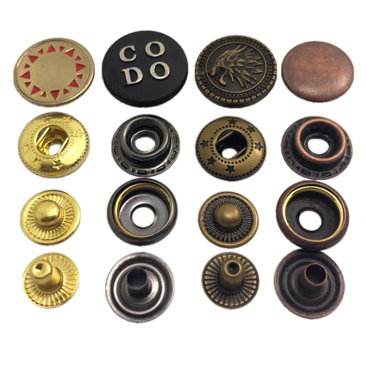 Nylon finish black 3 parts botton and fake rose gold press snap button