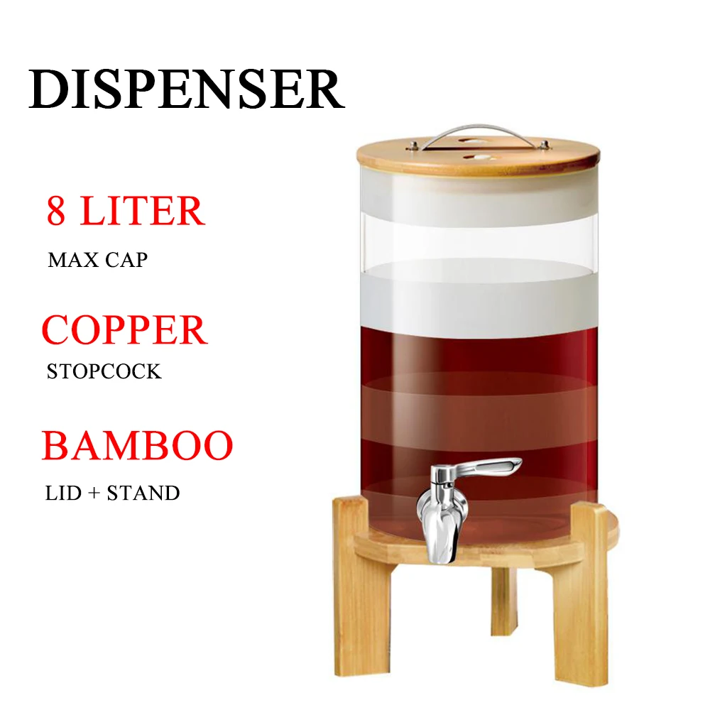 5L 8L 11L Reusable Borosilicate Glass Drink Juice Dispenser Jar Wine Fruits Pickle Jar Set Enzyme Barrel with Tap