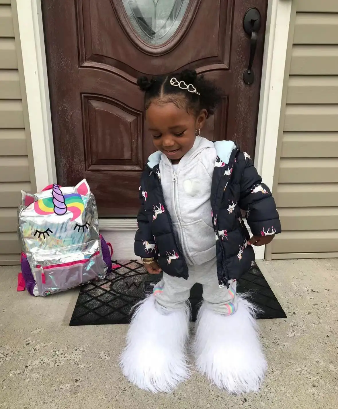 High Quality Wholesale Winter Autumn Mongolian Fur Boots for Kids Girls Anti-Slip with Rubber Plush Insoles