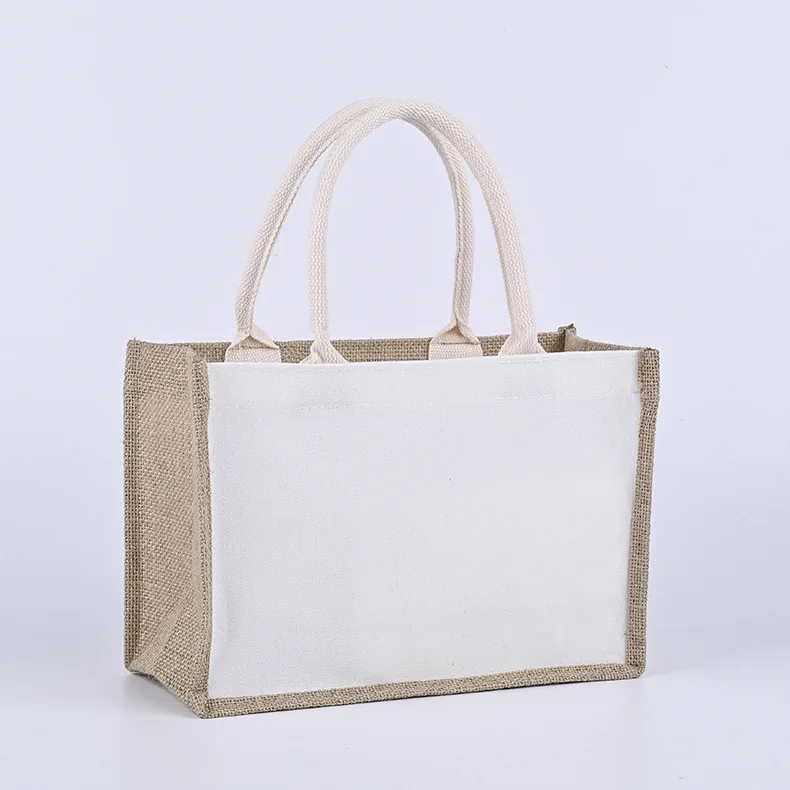 Cheap Custom Logo Printed Eco Recycle Natural Foldable Reusable Jute Burlap Linen Shopping Bags Jute Tote Bag