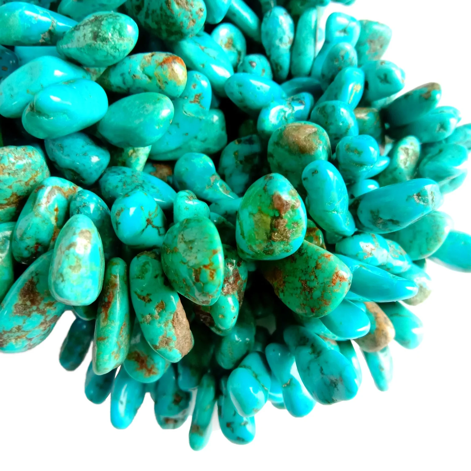 Genuine Arizona Kingma Turquoise  Natural Blue Green Turquoise Nugget Loose Gemstone Beads
