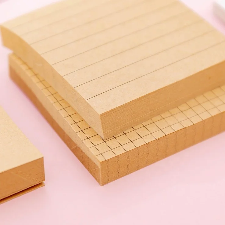
Wholesale Custom School Supplies Simple Sticky Notes Kraft Paper Memo Pad Writing Notes 