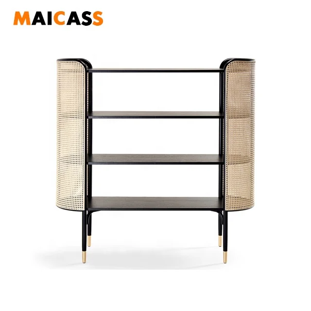 Новая Элегантная книжная полка из ротанга черного дерева