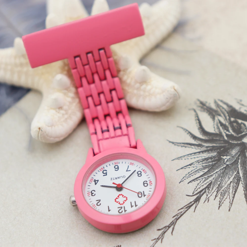 Popular Alloy Pin Nurse Watch Hot Sale Pocket Watch Pink Cute Color Watch for Nurse Hospital