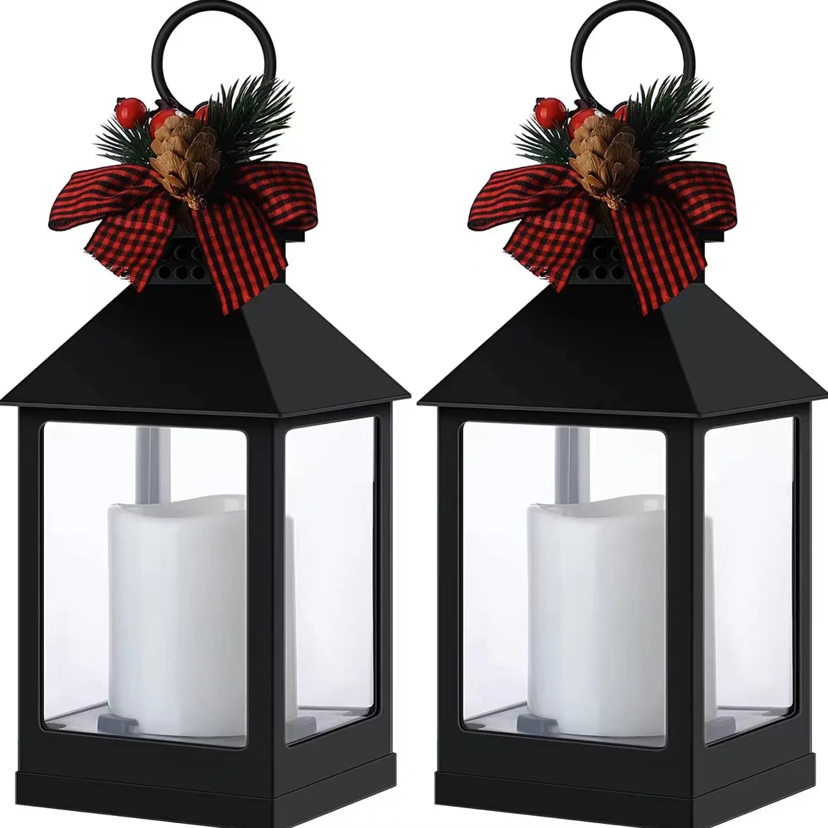 Christmas Candle Lantern Vintage Decorative Lantern with LED Candle Hanging Outdoor Lanterns for Patio for Table Wedding Decor
