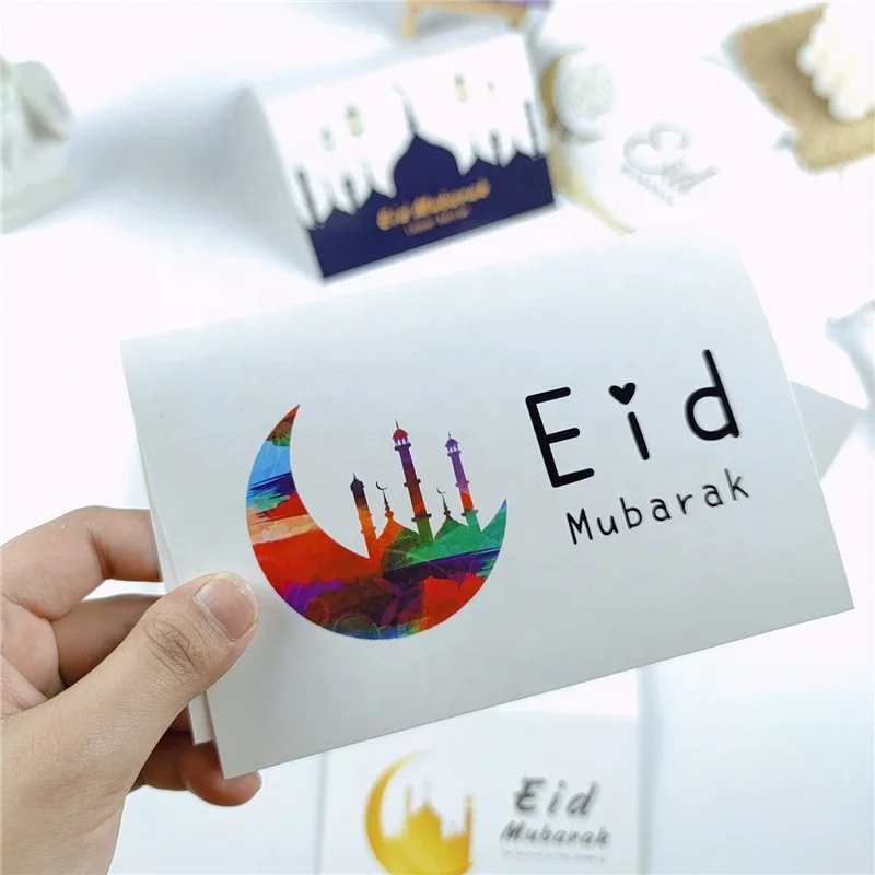 2023 new arrival Ramadan eid mubarak card with envelope sticker 6 pcs/1set accept customize blank greeting card