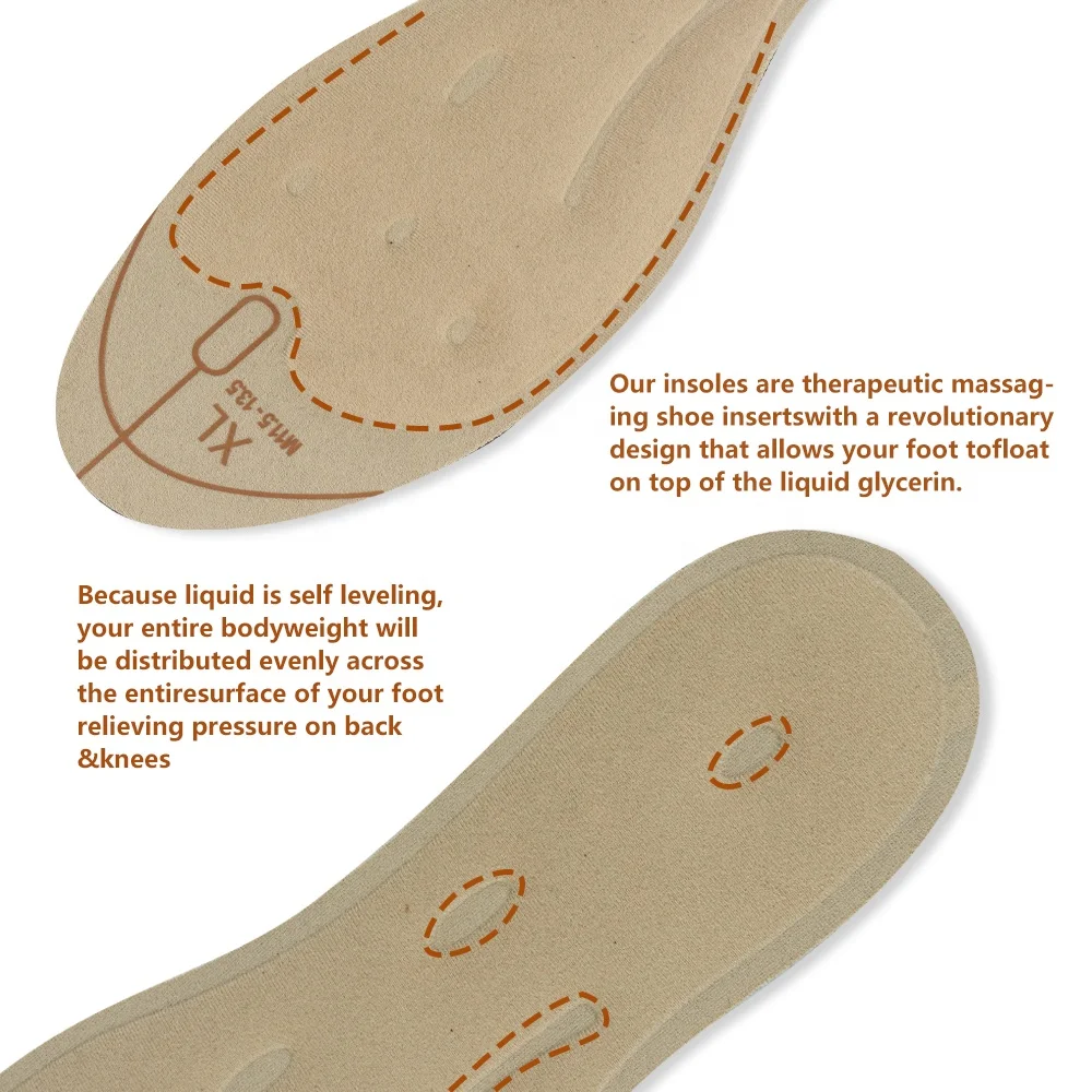 Factory Wholesale Liquid Gel Massaging Cooling Insoles Massage Glycerin Filled Liquid Insoles
