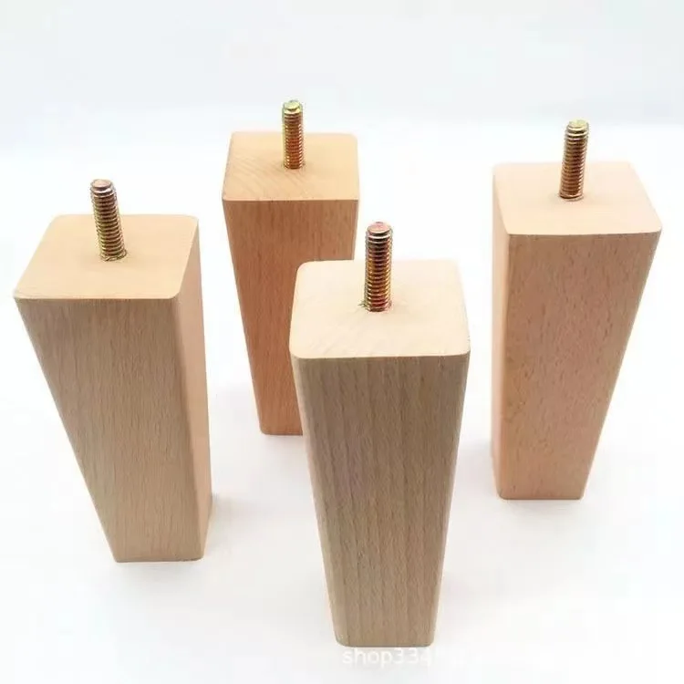 table legs wood Oak furniture Wooden legs Coffee Round wood Table Legs with brass feet for table furniture