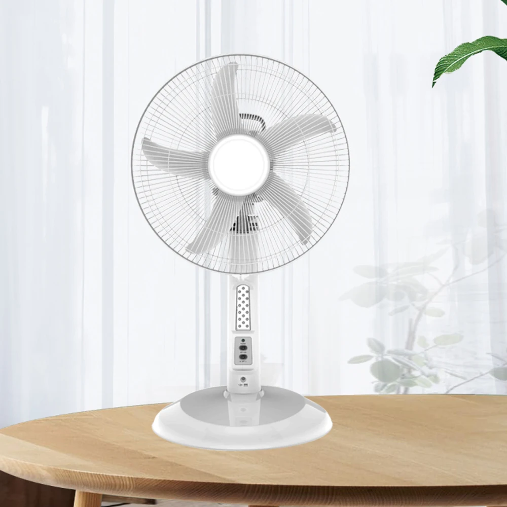 AC DC 12 Inch Portable Desk Electric Solar Power Panel 12V Air Cooling Energy Rechargeable Table Fan