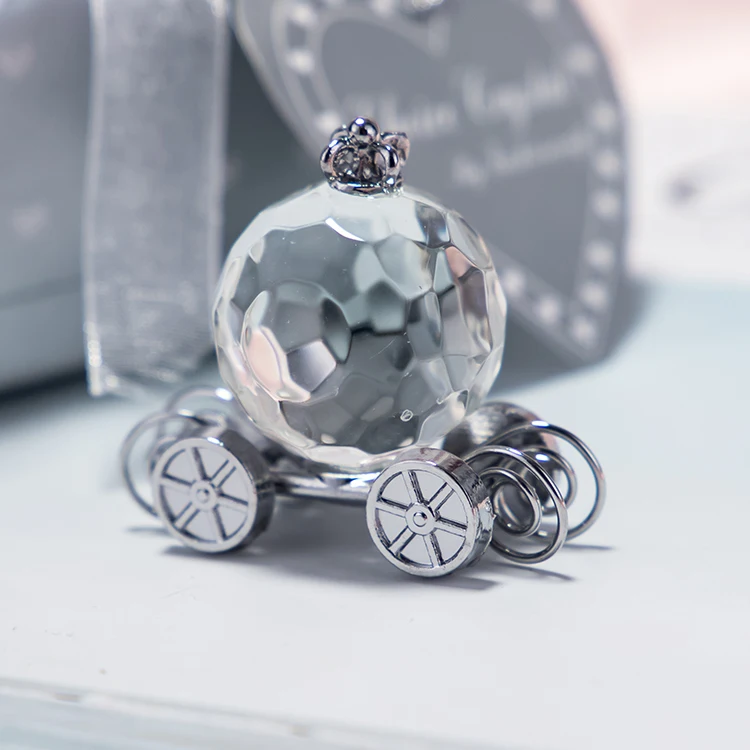 Factory manufacturing Baby shower gift souvenirs Crystal glass Pumpkin carriage wedding Silver crystal Cinderella carriage