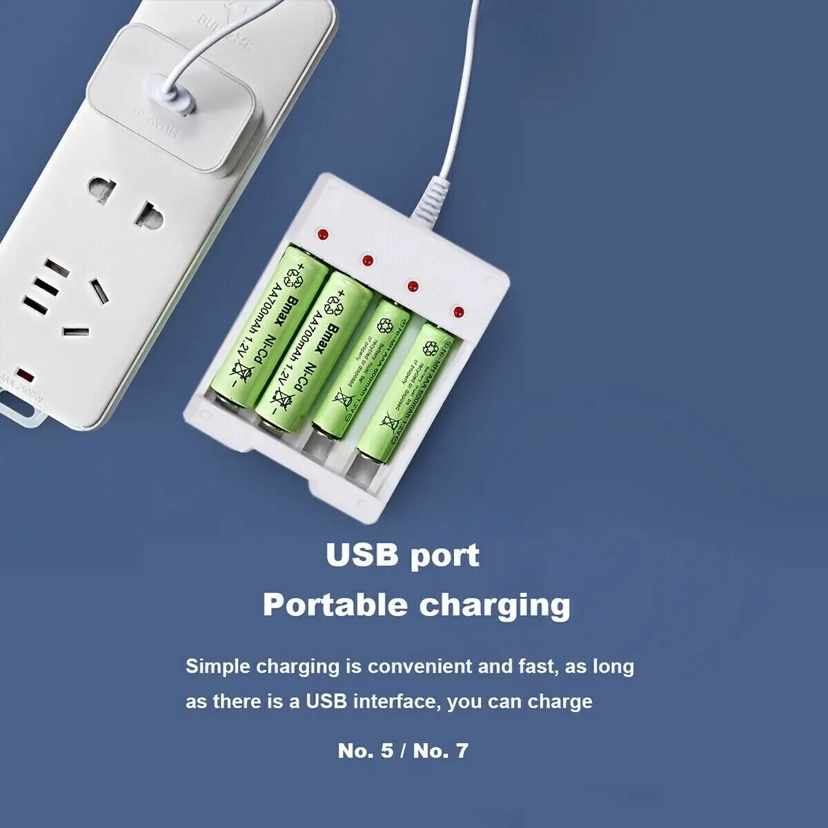 Universal USB Plug Fast Battery Charger for AA AAA Rechargeable Batteries 4 or 3 Slots