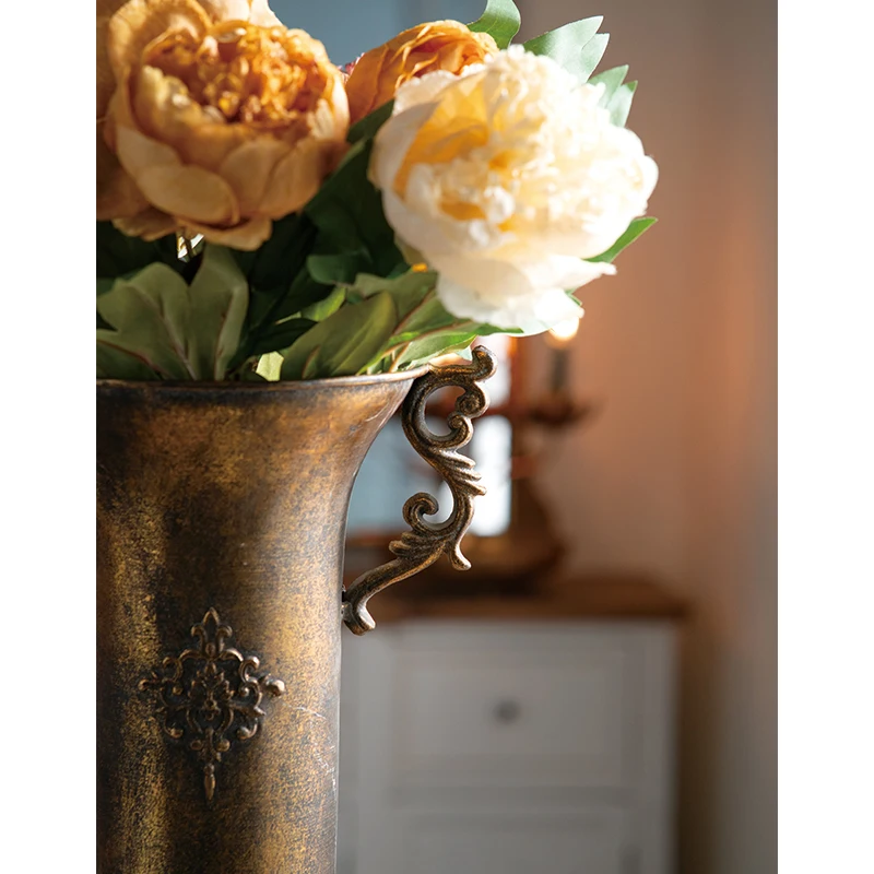 Retro French Metal Flower Vase Antique Design Home Decor Living Room Metal Flower Vase Manufacturer by Home Decor Style