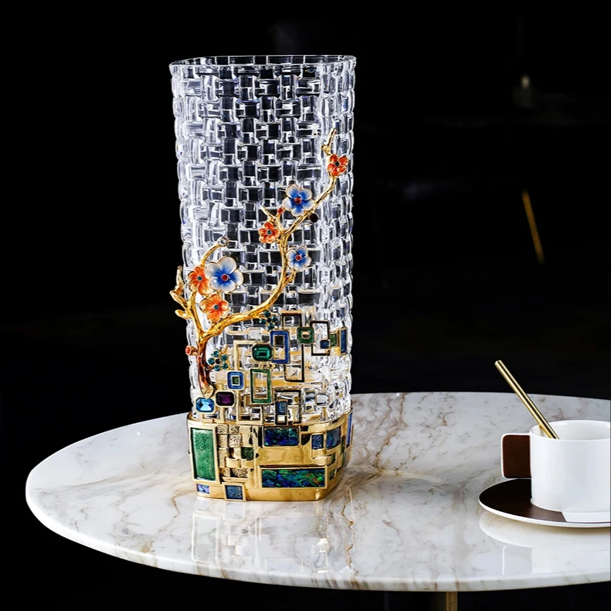 RORO Vases flower modern luxury home decorative Five blessings series glass fresh dry flower vase for home office decoration