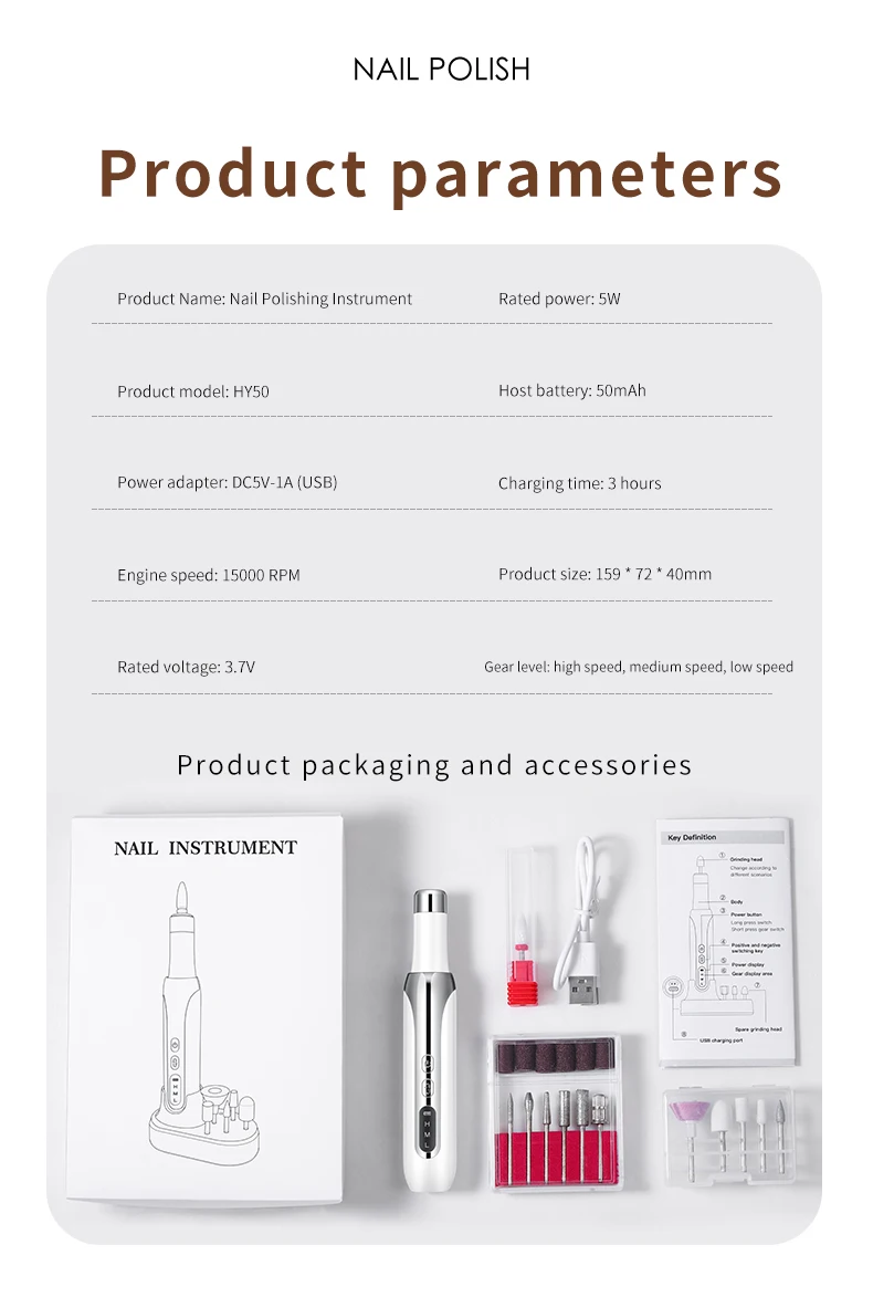 Professional Finger Toe Nail Care Electric Mini Nail Drill Machine Manicure Pedicure Kit for Acrylic Nails Gel Polishing