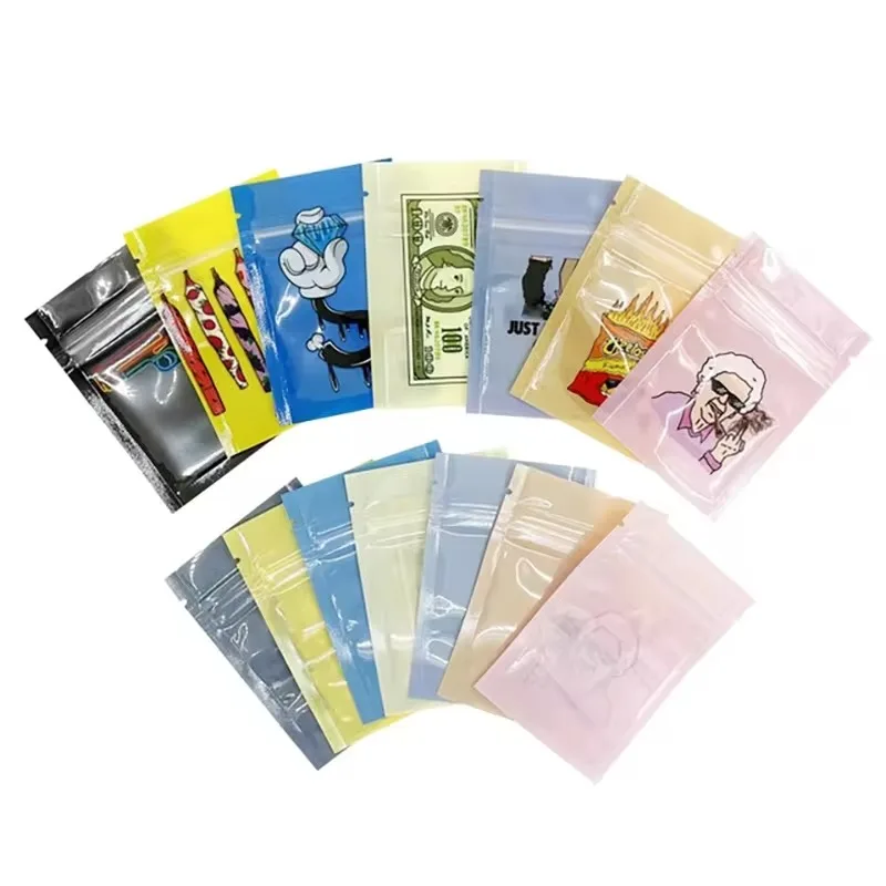 Reusable zip lock foil mylar bags smell proof ziplock small pouch cookies candy food storage plastic bag sachets baggies